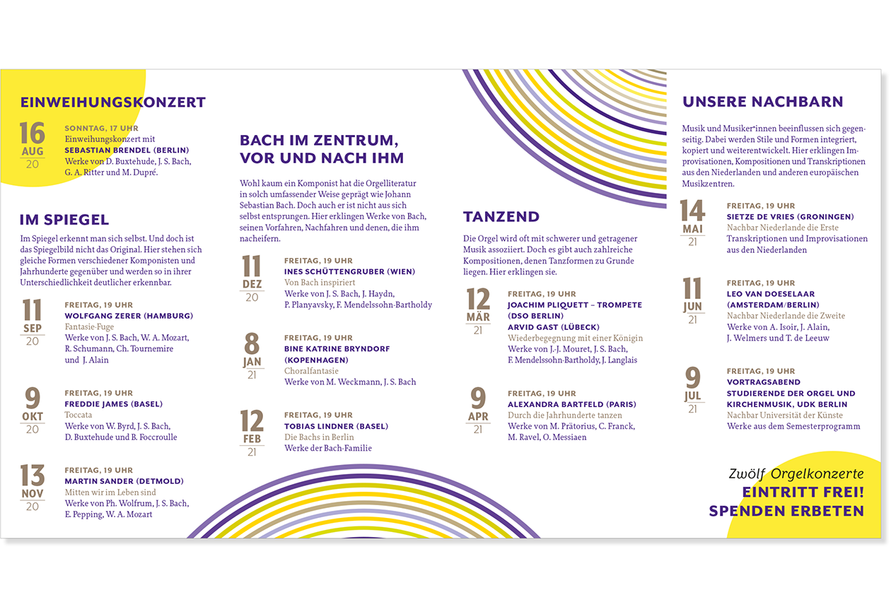 Flyer Schöneberger Orgelzyklus, Innenseite