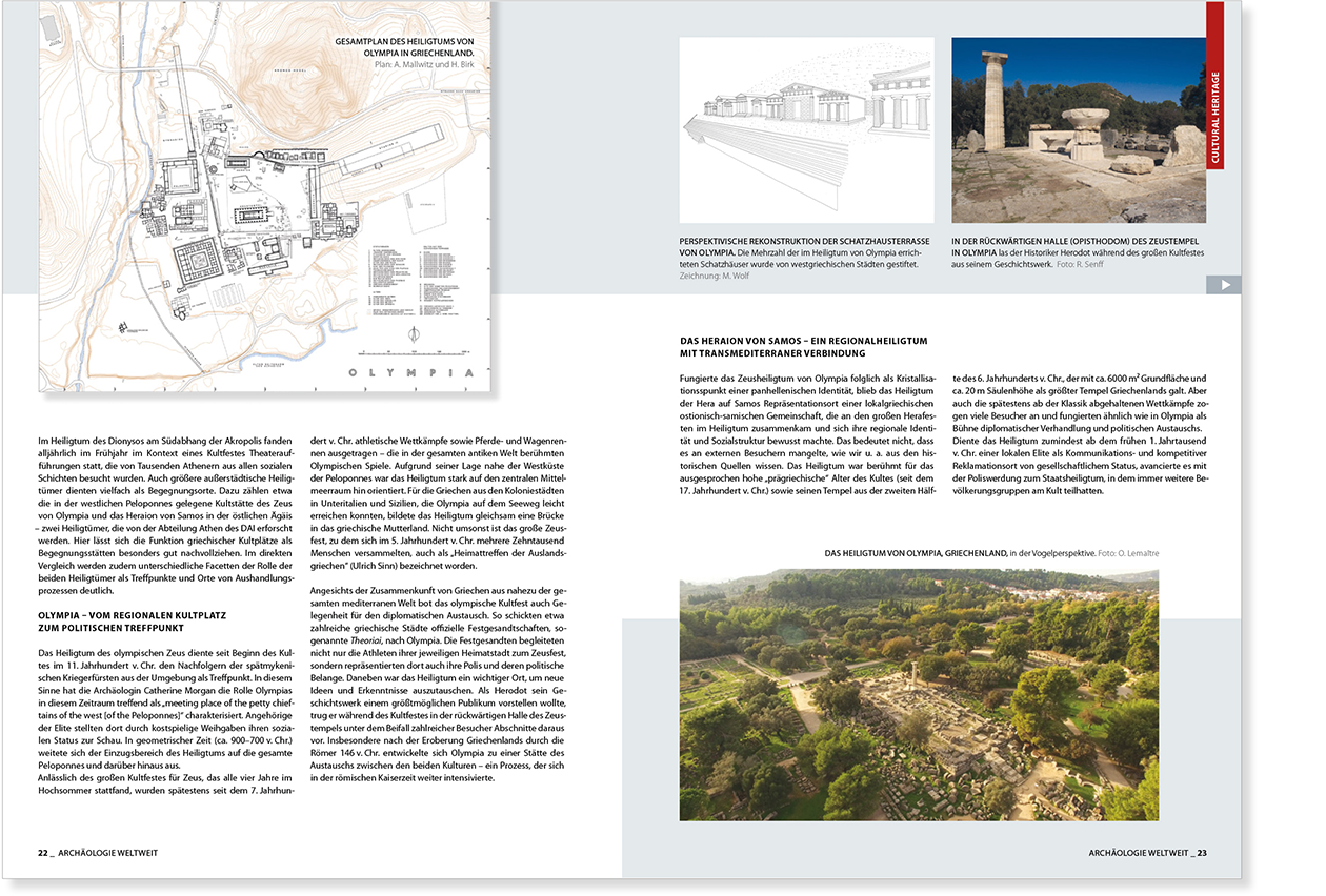 Doppelseite Cultural Heritage, Magazin Archäologie Weltweit