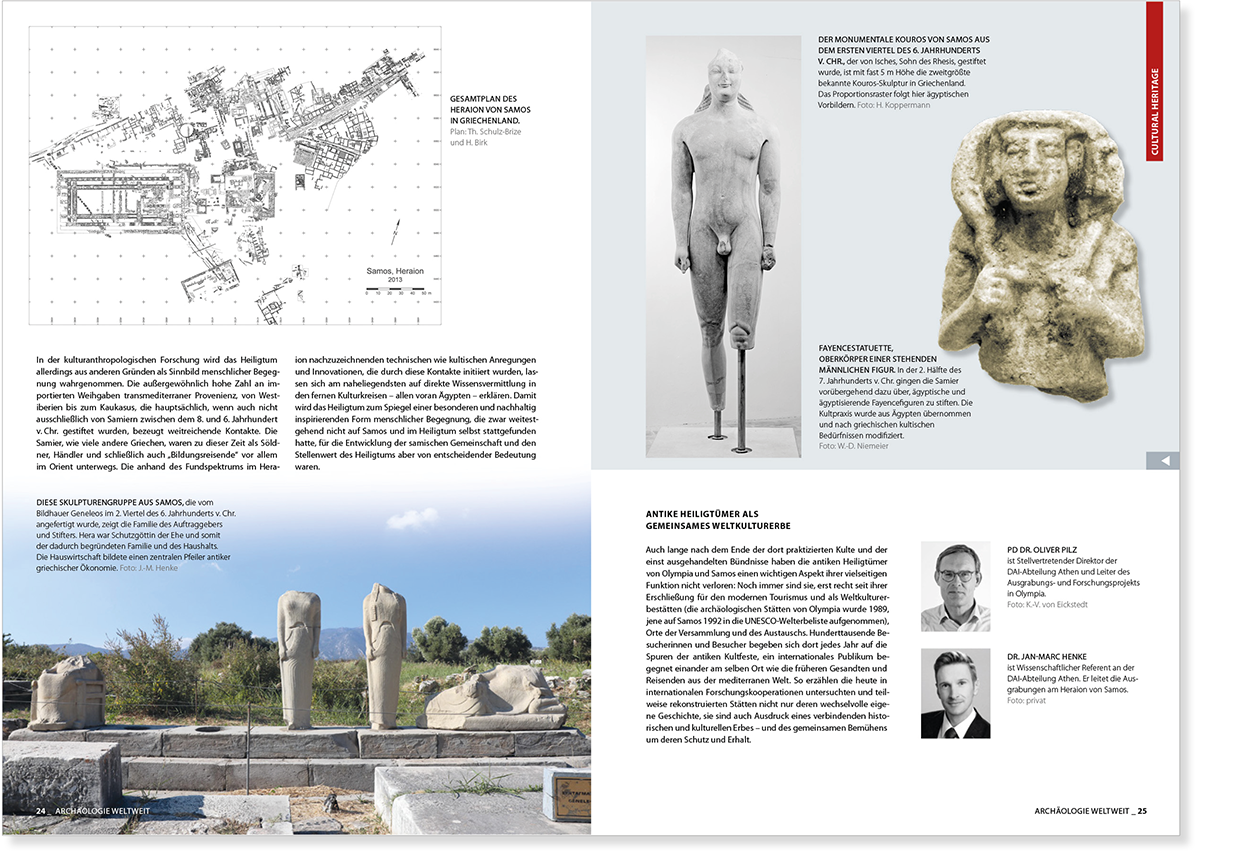 Doppelseite Cultural Heritage, Magazin Archäologie Weltweit