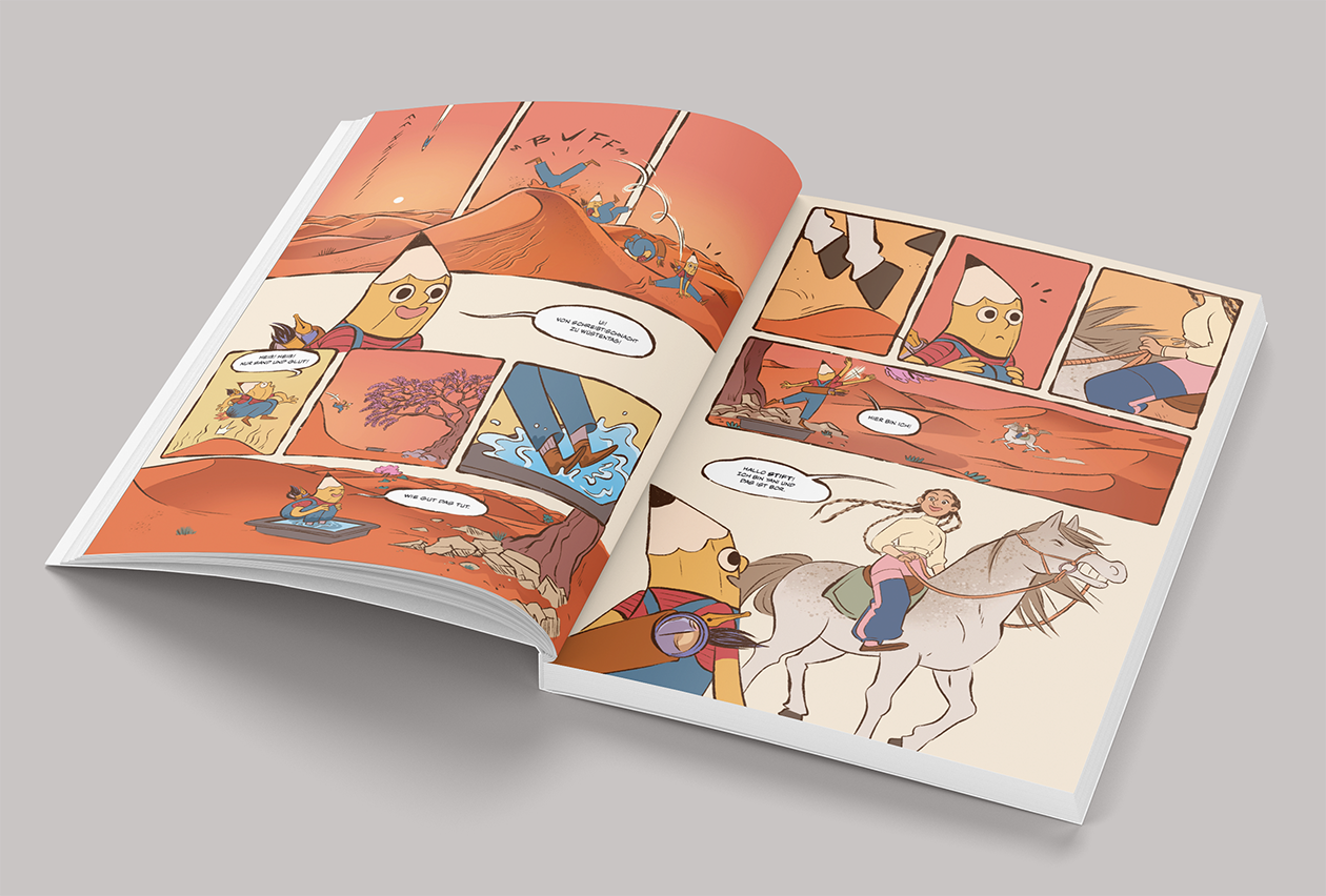 Buch Dame in Seide, Deutsches Archäologisches Institut, Comic "Stift macht sich einen Reim darauf"