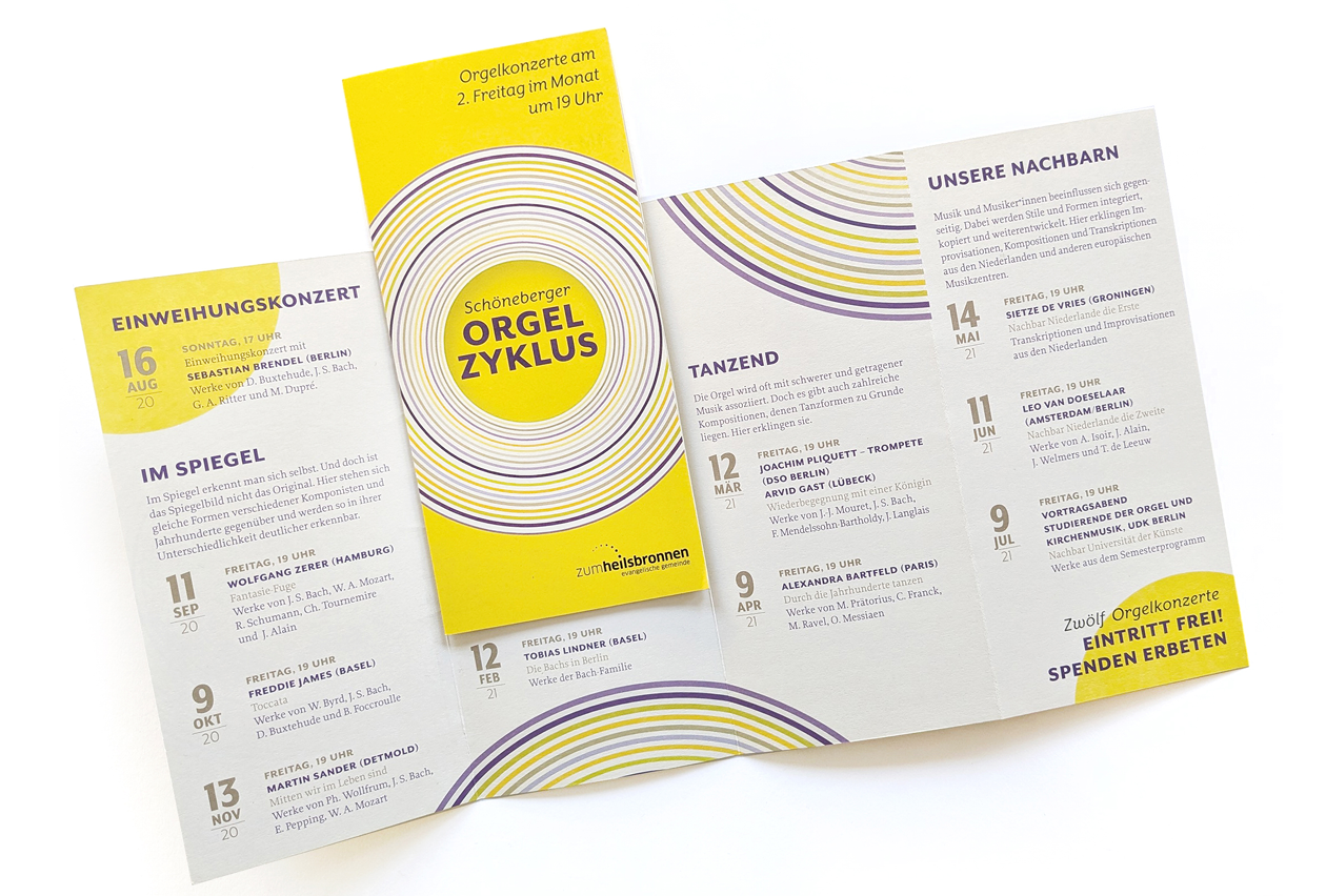 Flyergestaltung Veranstaltungsreihe Schöneberger Orgelzyklus
