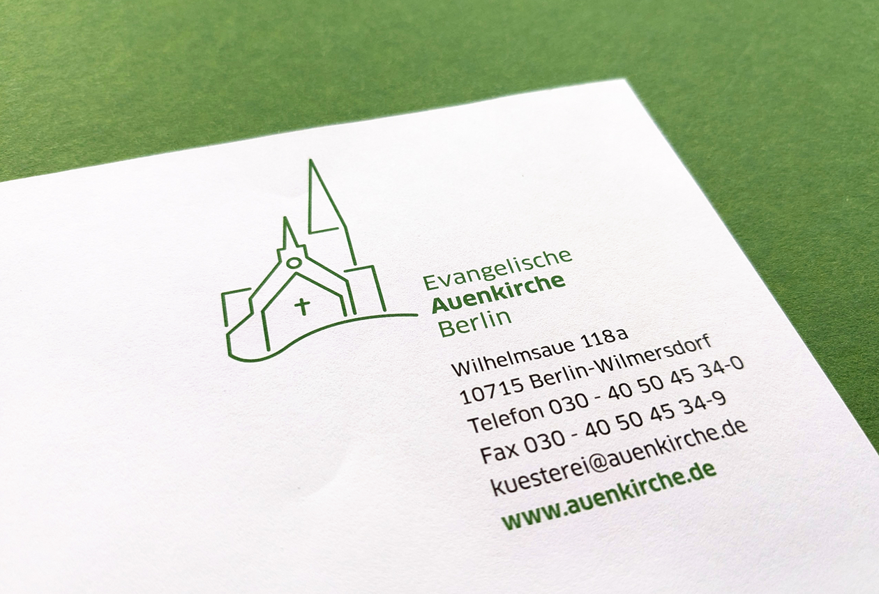 Logo, Wort-Bildmarke, Briefpapier, Ev. Auengegemeinde Berlin-Wilmersdorf