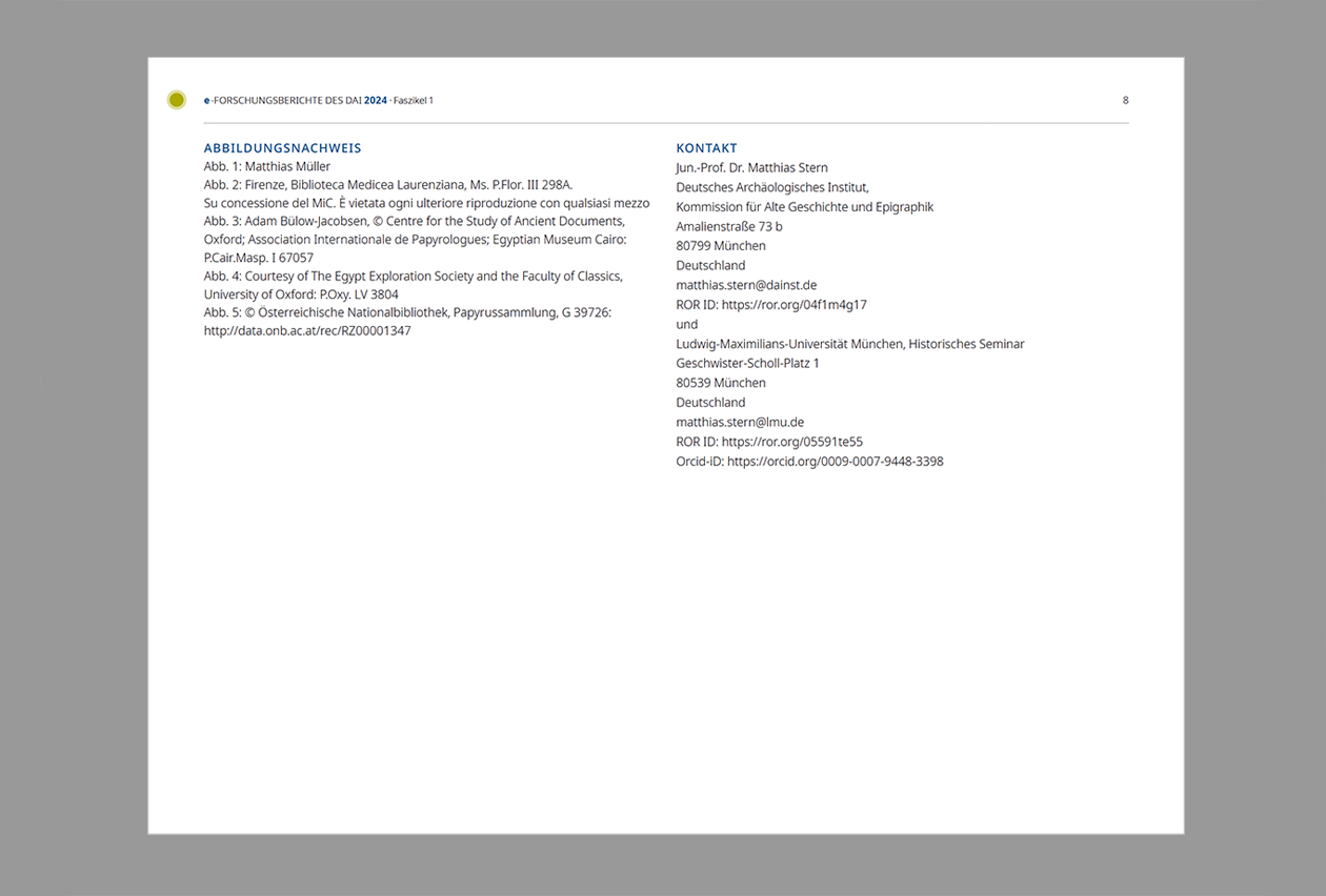 Layout und Satz der Onlinepublikation e-Forschungsberichte