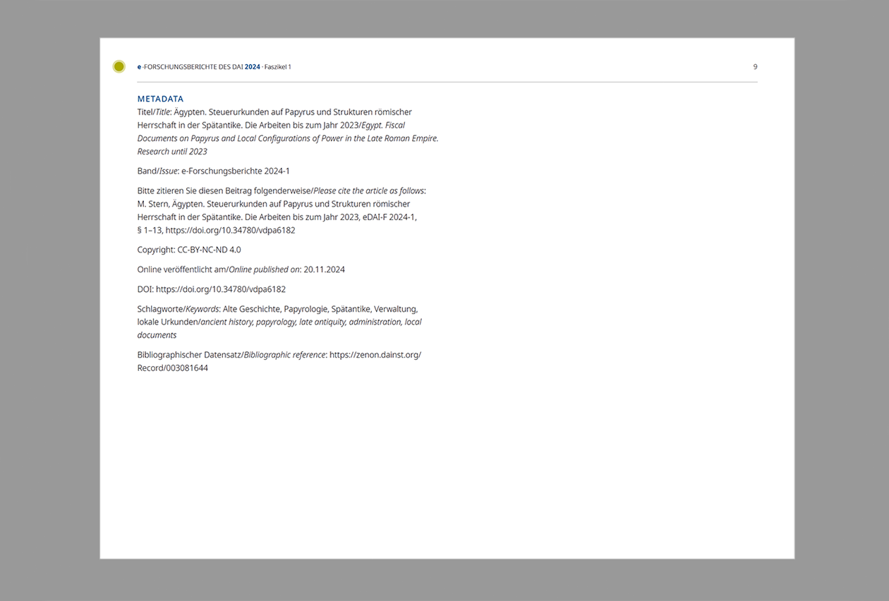 Layout und Satz der Onlinepublikation e-Forschungsberichte